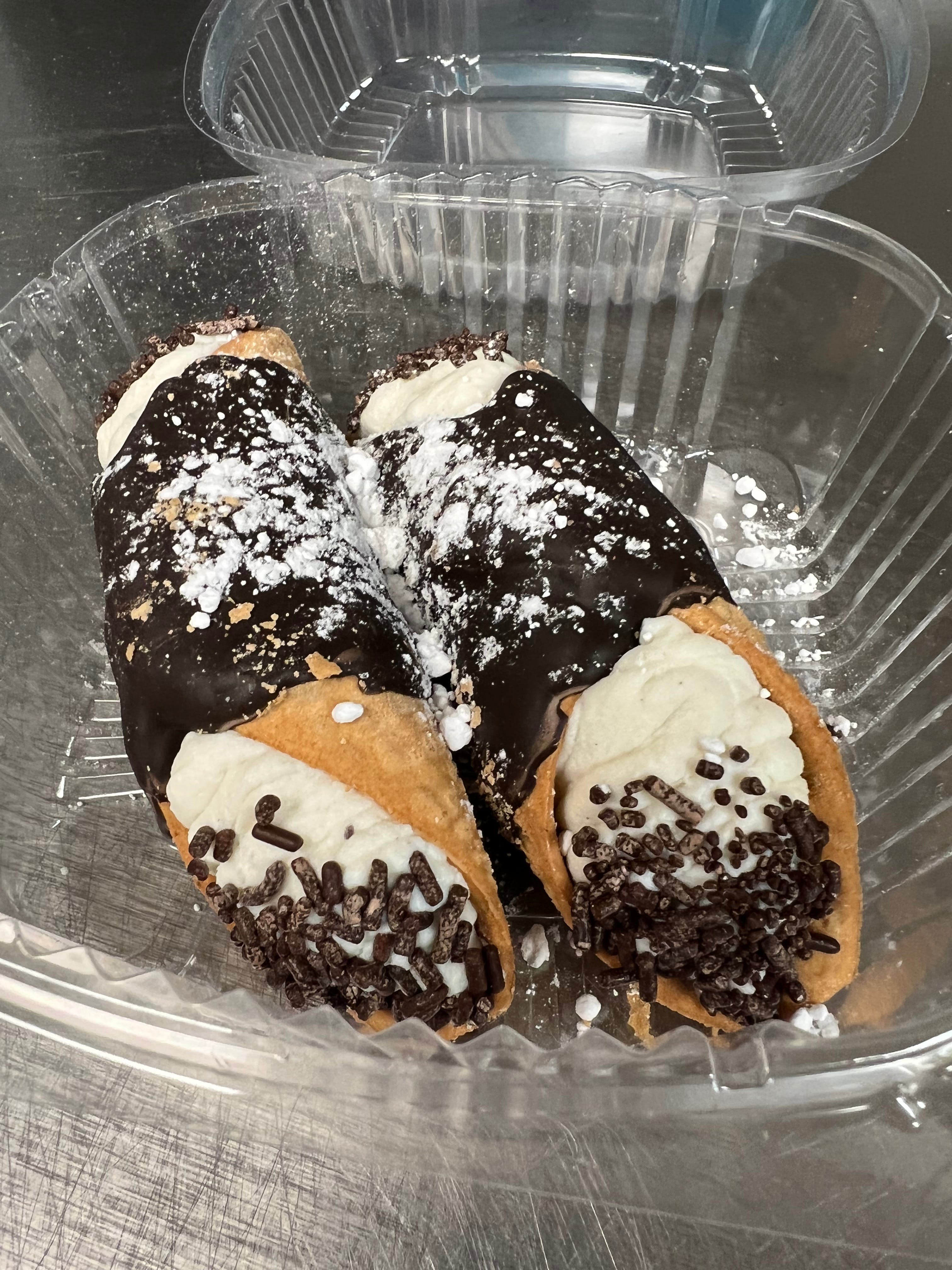 Order “NEW” Large Chocolate Dipped Cannoli - Dessert food online from Alforno Italian Cuisine store, Strasburg on bringmethat.com