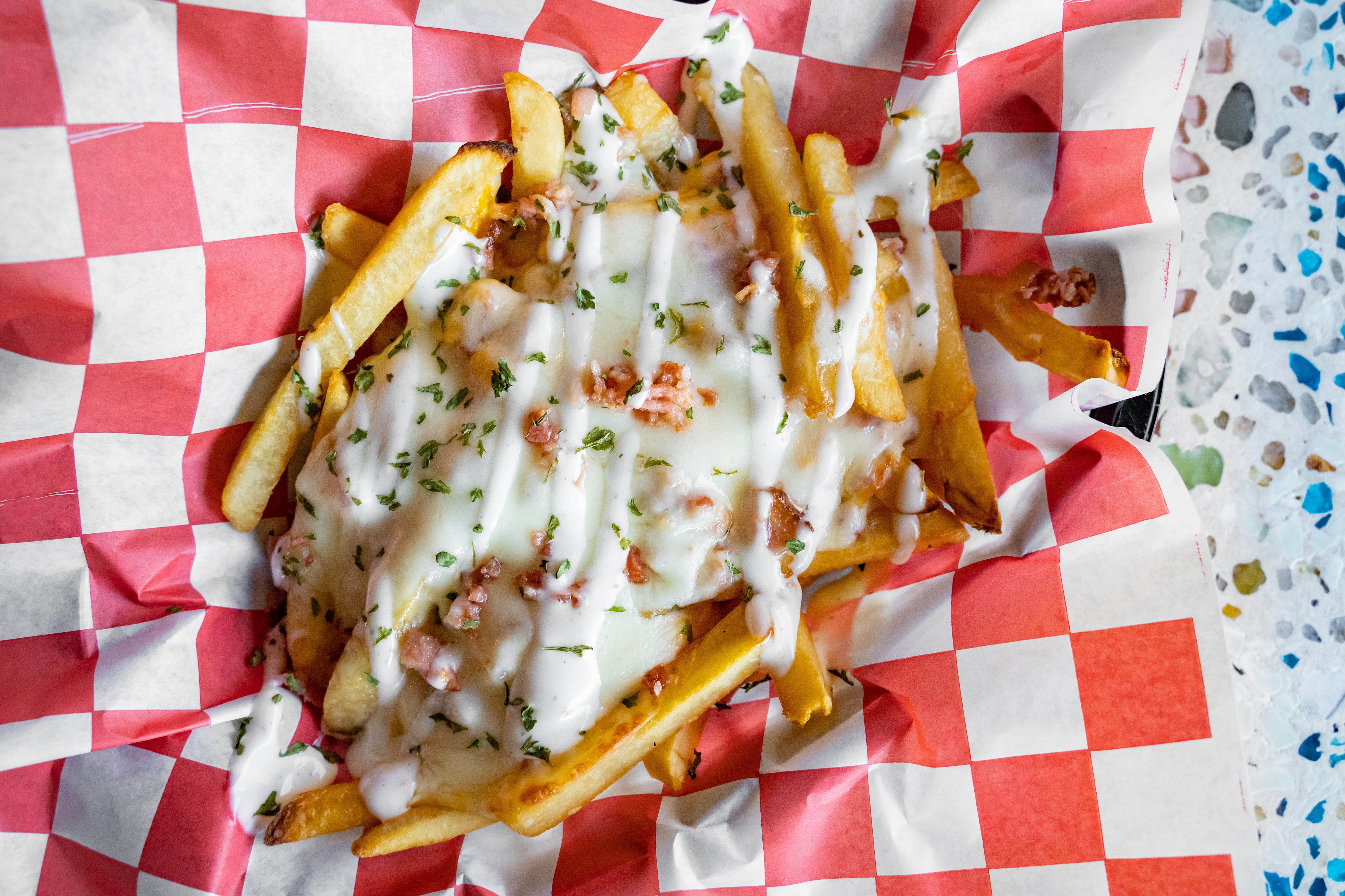 Order Loaded Fries - Appetizers food online from Rams Pizza Tavern store, Clifton Heights on bringmethat.com