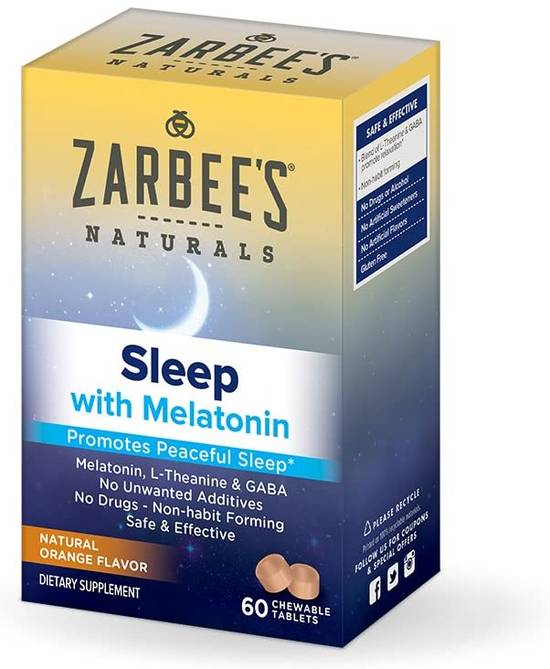 Order Zarbee's Naturals Sleep with Melatonin Chewable Tablets Orange (60 ct) food online from Rite Aid store, MILFORD on bringmethat.com
