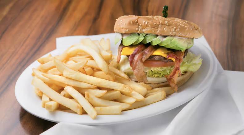 Order Bacon Avocado Cheeseburger food online from Harry's Cafe- Katella Ave store, Stanton on bringmethat.com