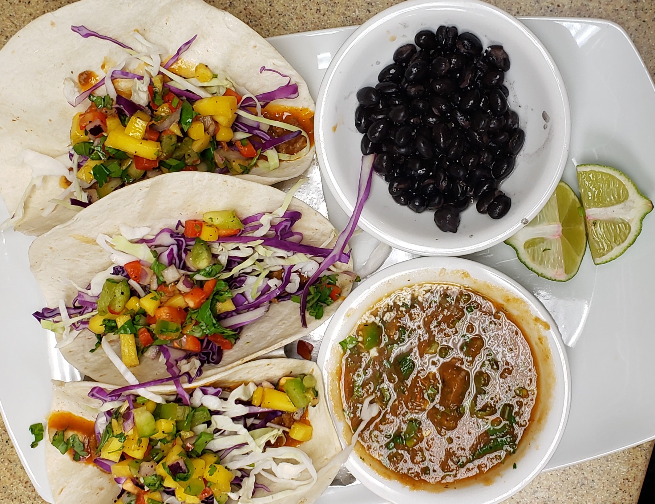 Order Tacos de Pescado food online from Los Tres Amigos - W. Saginaw Hwy store, Lansing on bringmethat.com
