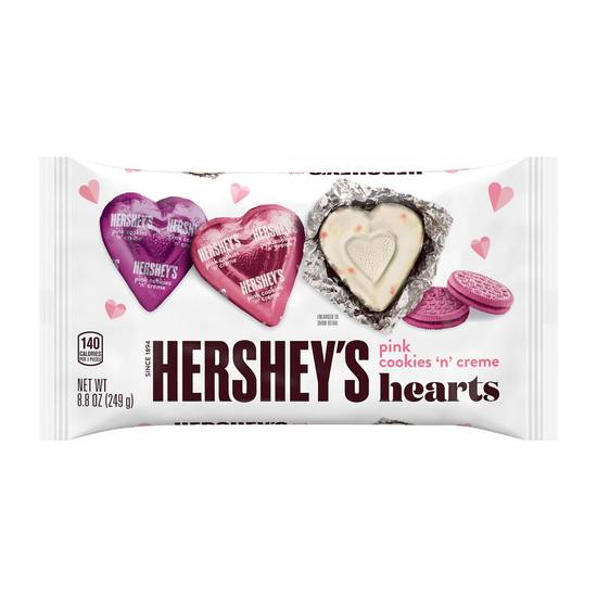 Order HERSHEY'S PINK COOKIES 'N' CREME Hearts Candy,Valentine's Day, 8.8 oz food online from CVS store, WOODSTOCK on bringmethat.com