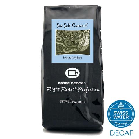 Order 12oz Whole Bean Sea Salt Caramel Swiss Water Process Flavored Decaf Coffee food online from The Coffee Beanery store, Wyomissing on bringmethat.com