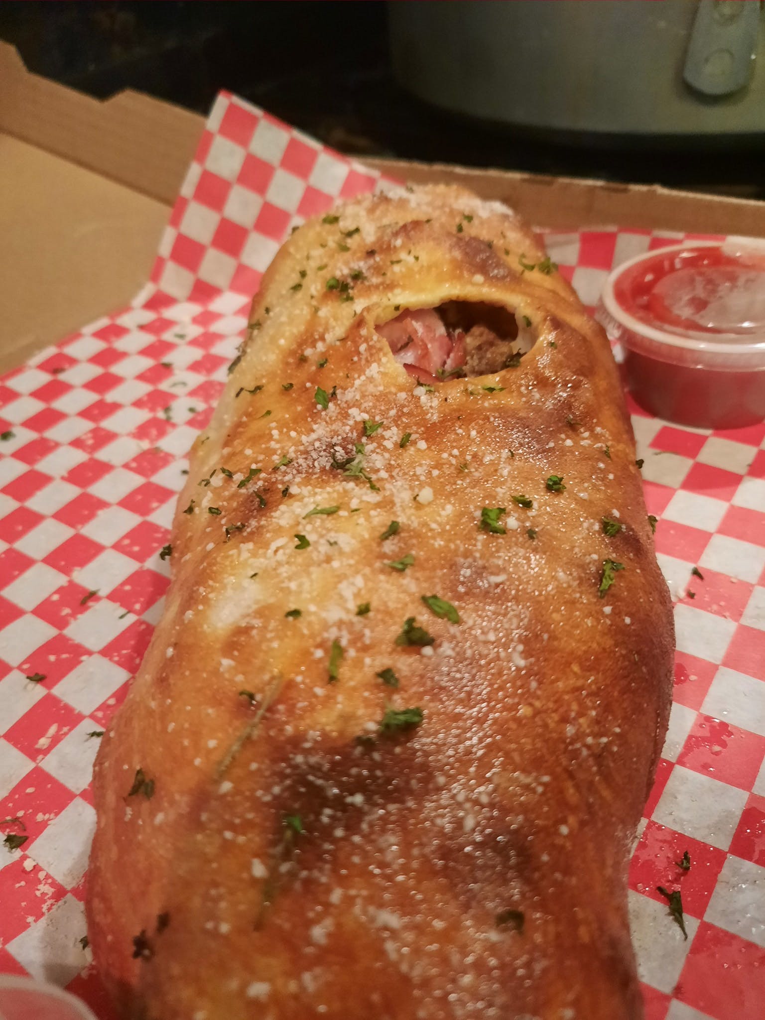 Order Supreme Calzone - Calzone food online from Papa's Italian Restaurant store, Florence on bringmethat.com