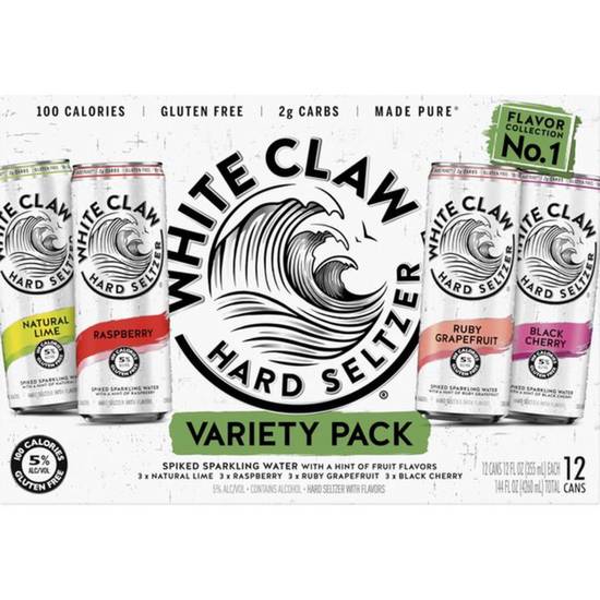 Order White Claw 12pack variety pack 12oz can  food online from Bay Area Liquors & Groceries store, Oakland on bringmethat.com