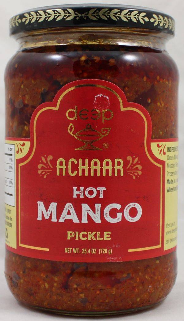 Order Deep Hot Mango Pickle 25 oz food online from New Rotikaa Foods store, Iselin on bringmethat.com