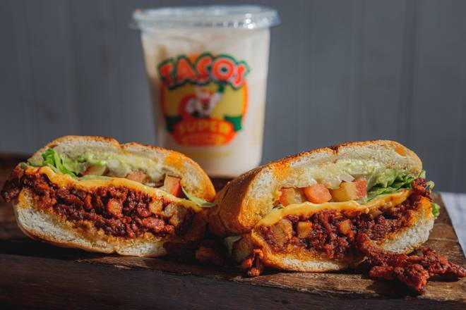 Order Torta with Rice & Beans and Drink food online from Tacos Super Gallito store, Los Angeles on bringmethat.com