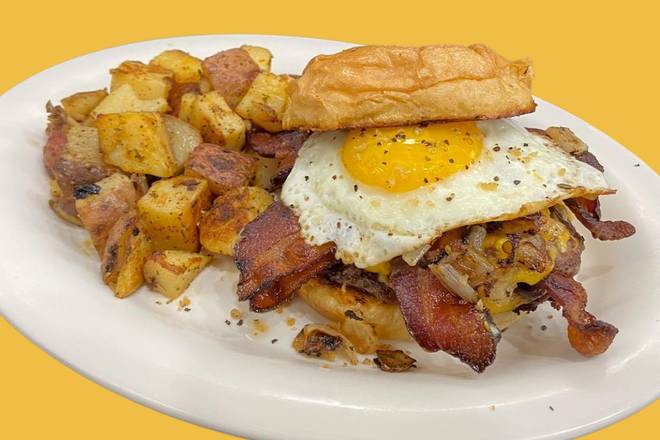Order Bacon, Egg & Cheese Burger food online from Biscuits, Bowls, & Burgers store, Greer on bringmethat.com