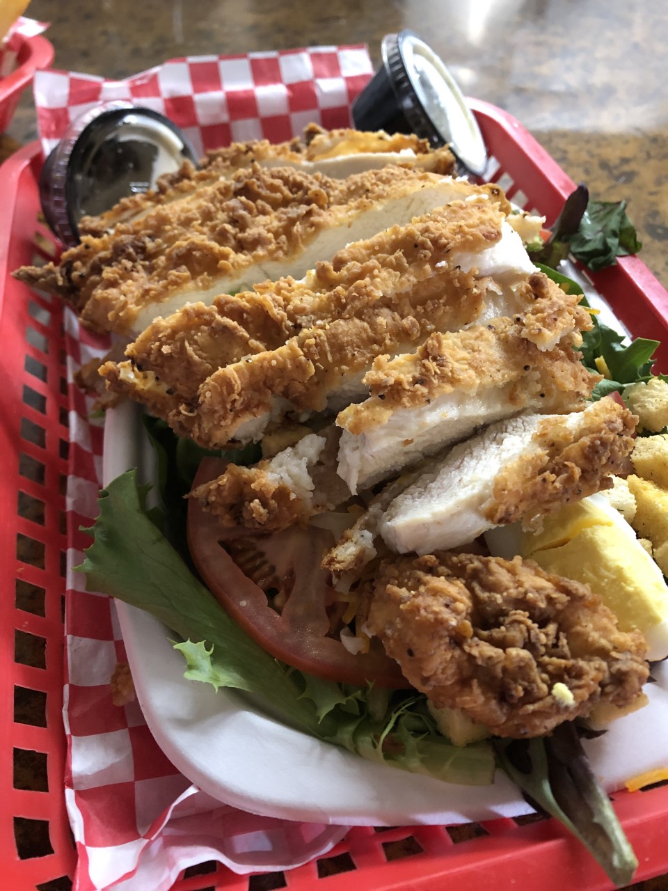 Order Fried Chicken Salad food online from Sam's Burger Joint store, San Antonio on bringmethat.com