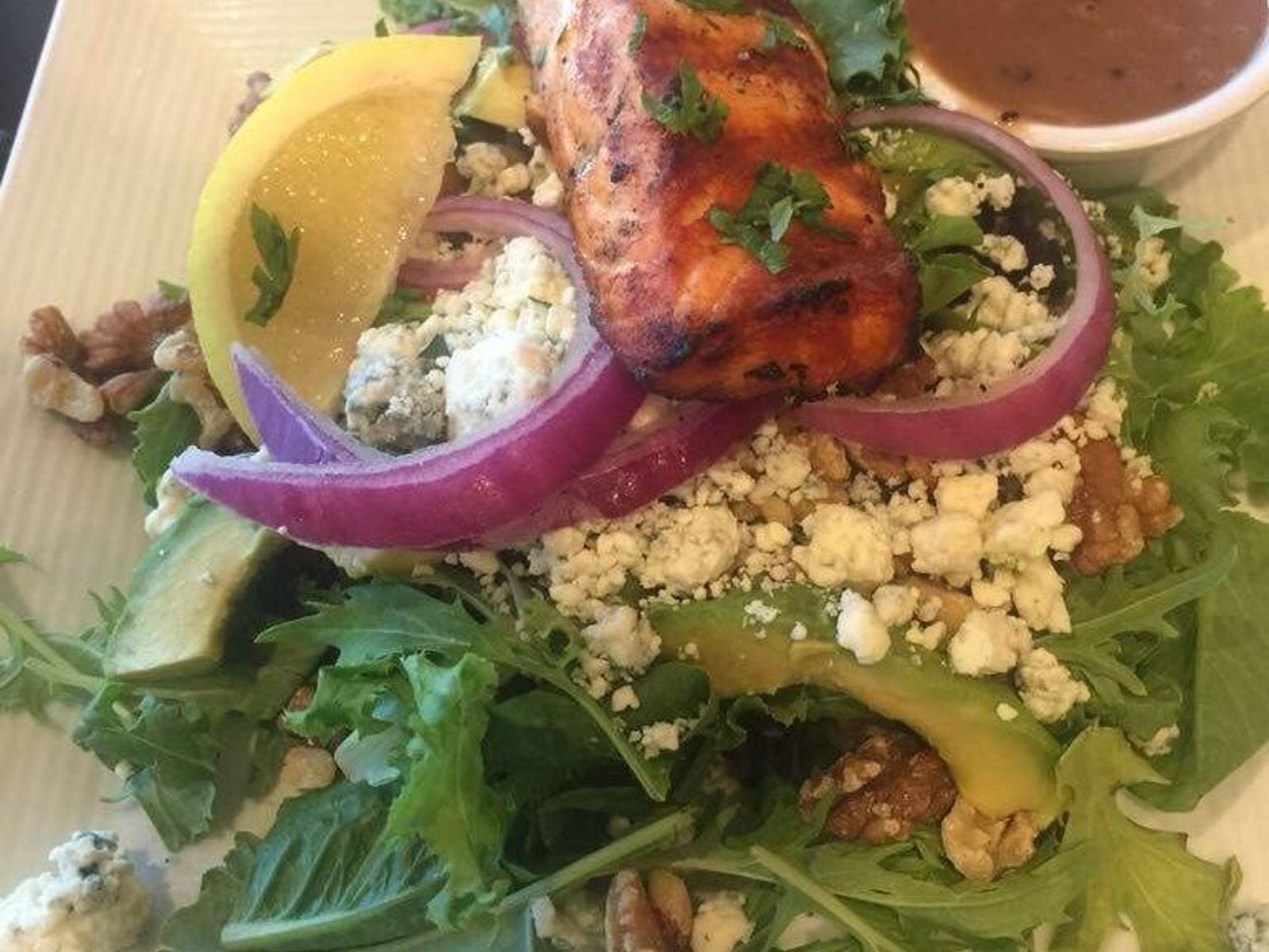 Order Avocado Salmon Salad food online from Madison Cafe & Grill store, Creskill on bringmethat.com