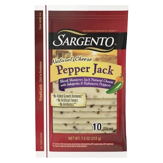 Order Sargento Natural Pepper Jack Cheese Slices 10ct 7.5oz food online from Everyday Needs by Gopuff store, Rochester on bringmethat.com