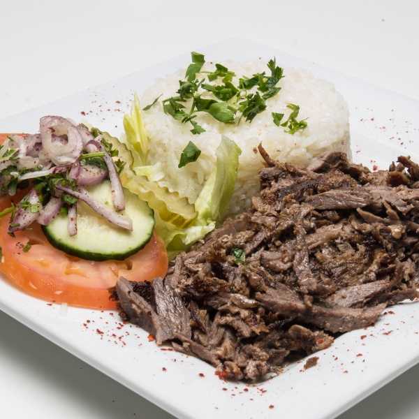 Order Beef Döner Plate food online from Ikram Grill store, Fountain Valley on bringmethat.com