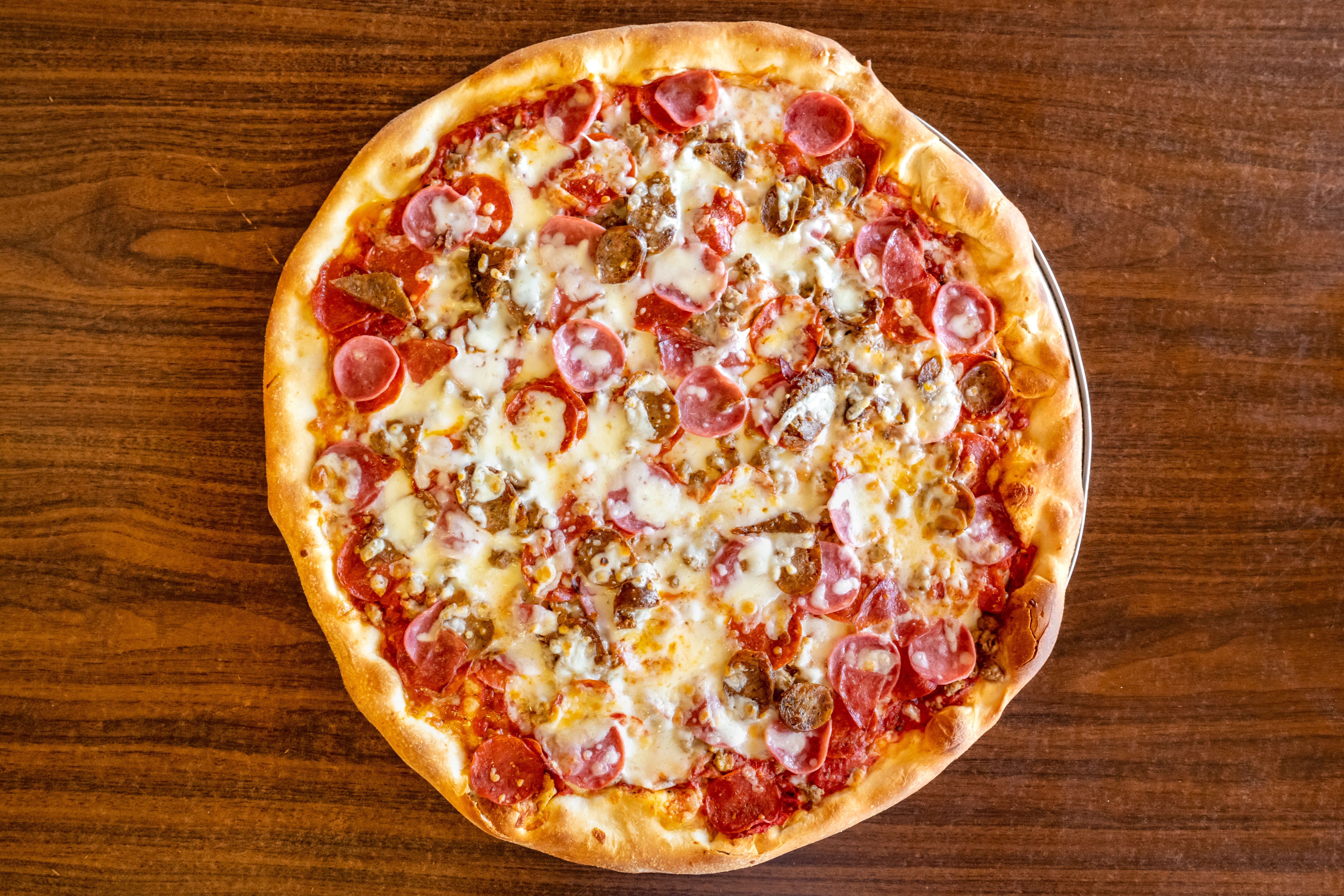Order Meat Lovers Pizza - Small 12" food online from Alex's Pizza Pasta Subs Granbury store, Granbury on bringmethat.com
