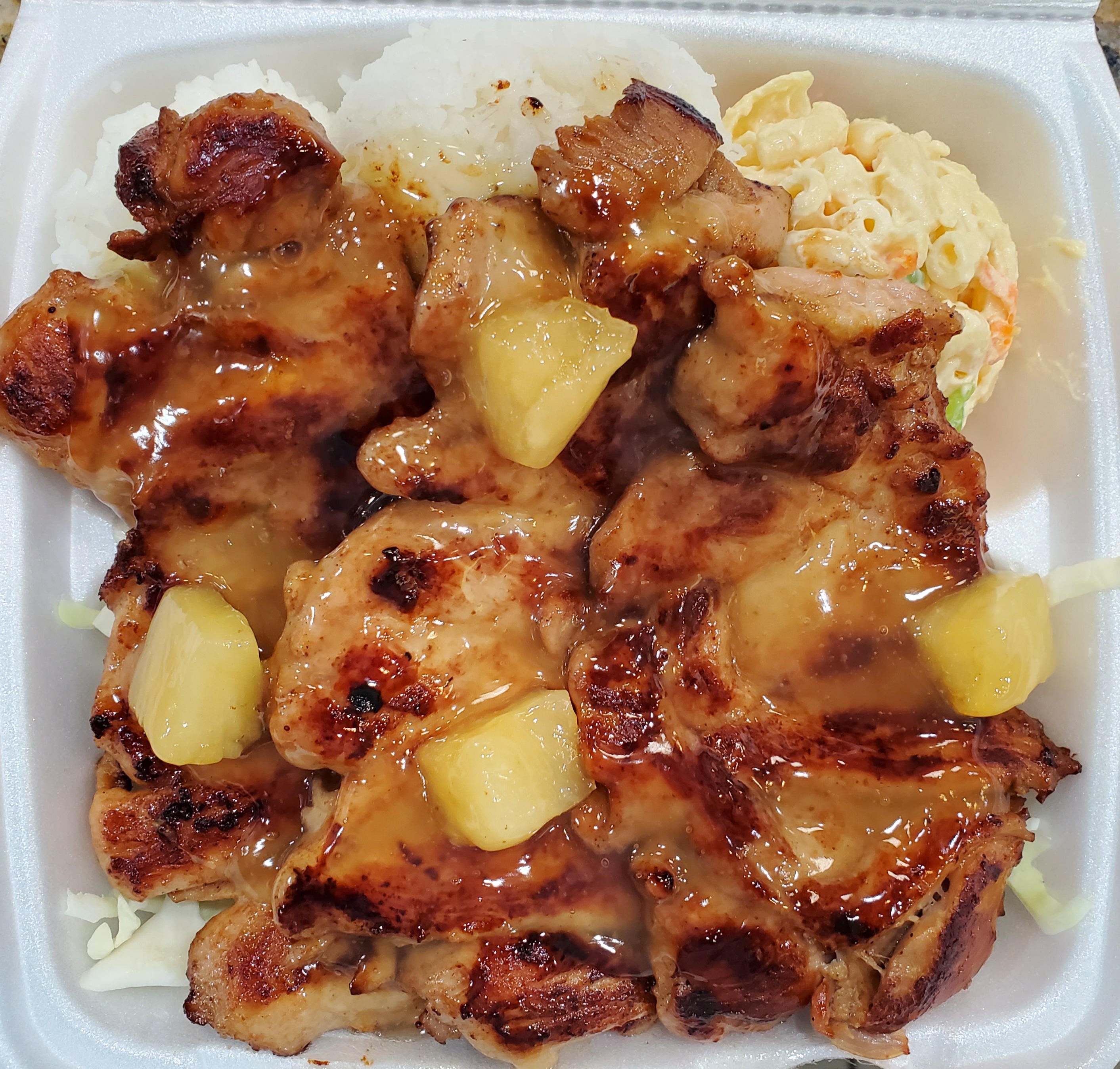 Order Pineapple Chicken Plate food online from Young Hawaiian Bbq store, Chino on bringmethat.com