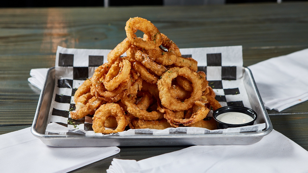 Order Tower of Tires - Onion Rings food online from Torque Grill store, Burleson on bringmethat.com