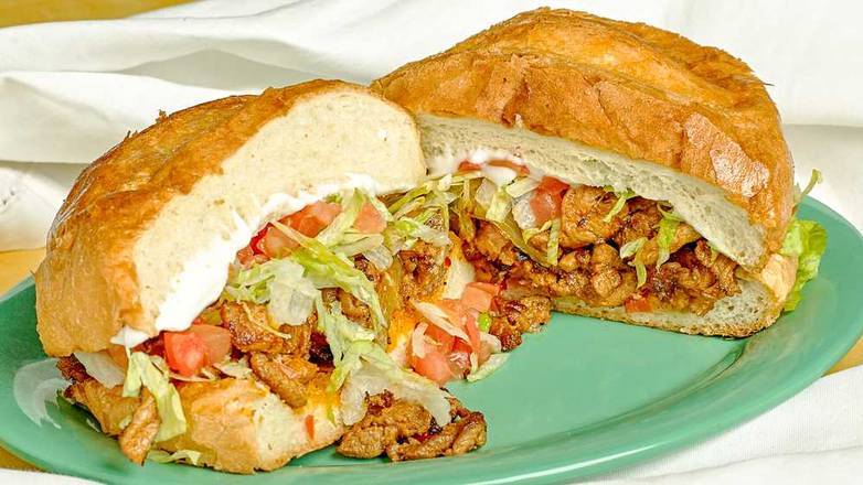 Order Al Pastor Torta Sandwich food online from Taqueria Los Comales store, Chicago on bringmethat.com