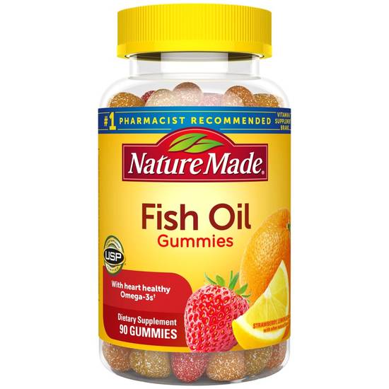 Order Nature Made Fish Oil Gummies with Heart Healthy Omega 3s 57 mg, in Delicious Strawberry, Lemon & Orange (90 ct) food online from Rite Aid store, Palm Desert on bringmethat.com