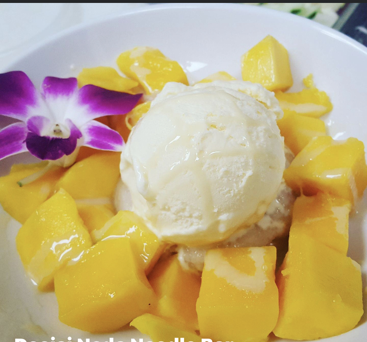 Order Mango Sticky Rice Pudding food online from Deejai Noodle Bar store, Charlotte on bringmethat.com