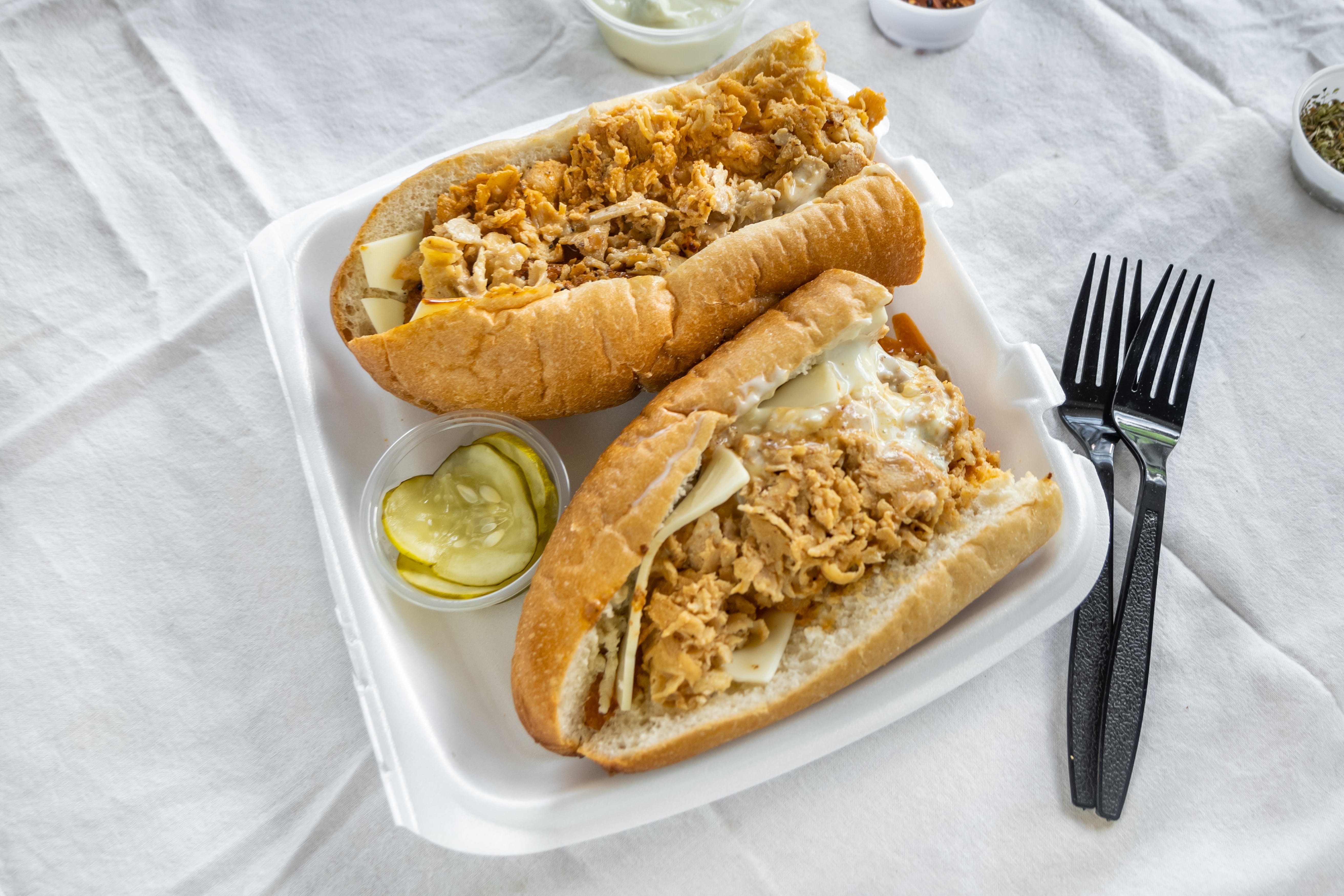 Order Buffalo Chicken Cheese Steak Sandwich - 6'' Roll food online from New Tiny Hoagie Shop store, Media on bringmethat.com