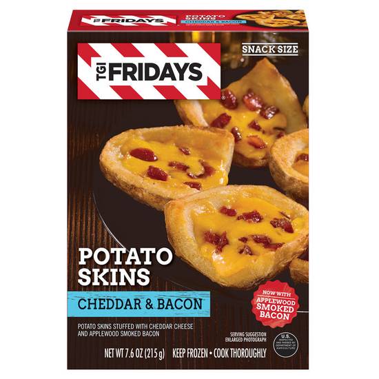 Order TGI Friday's Frozen Loaded Cheddar & Bacon Potato Skins 13.5oz food online from Everyday Needs by Gopuff store, San Luis Obispo on bringmethat.com
