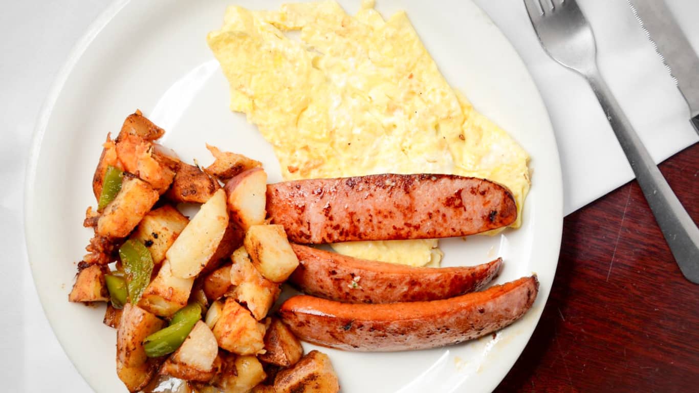 Order Hot Links and Eggs food online from Flo Farmhouse Cafe store, Riverside on bringmethat.com
