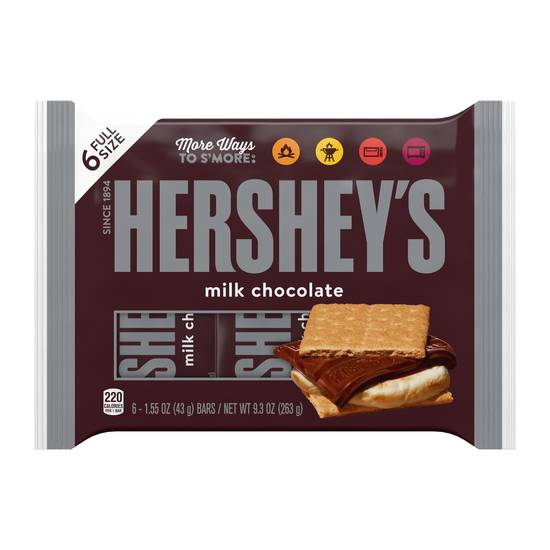 Order HERSHEY'S Milk Chocolate Candy, Individually Wrapped, 1.55 oz, Bars (6 Count) food online from Cvs store, WEST COVINA on bringmethat.com