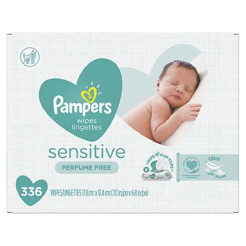 Order Pampers Baby Wipes, Sensitive Fragrance Free - 56.0 ea x 6 pack food online from Walgreens store, Covina on bringmethat.com