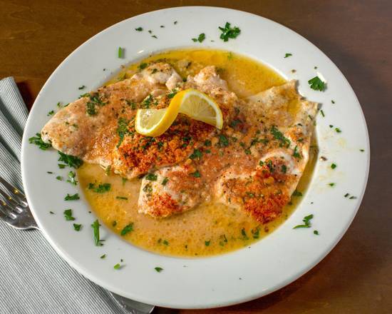 Order Broiled Flounder food online from Café Amici store, Selden on bringmethat.com