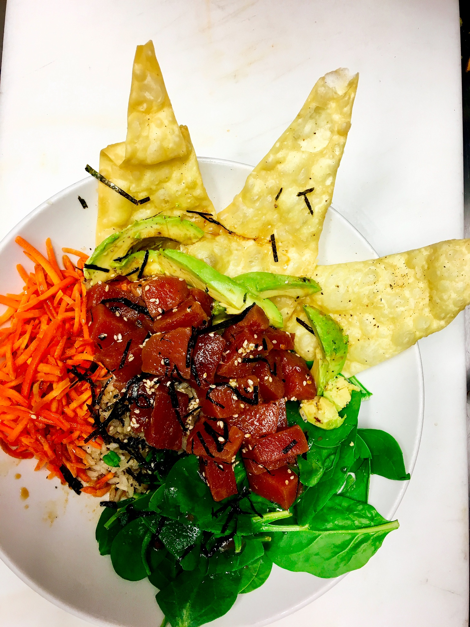 Order Poke Ahi Bowl Salad food online from Shakers Bar and Grill store, Wixom on bringmethat.com