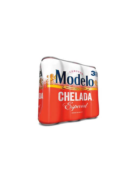 Order Modelo Chelada 3pk 24 OZ Can (3.5 % ABV) food online from Chevron Extramile store, Brea on bringmethat.com