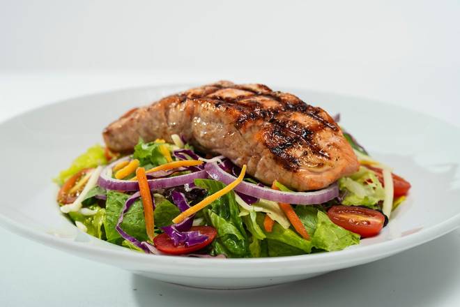 Order GF GRILLED SALMON TOSSED SALAD food online from Glory Days Grill store, Hunter Mill on bringmethat.com