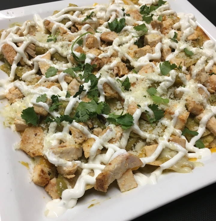 Order Chilaquiles food online from Poco Mexican/American Restaurant, Bar & Comedy Cabaret store, Doylestown on bringmethat.com