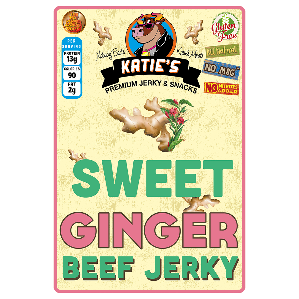Order Sweet Ginger Beef Jerky food online from Katie Snack Foods store, Hilliard on bringmethat.com