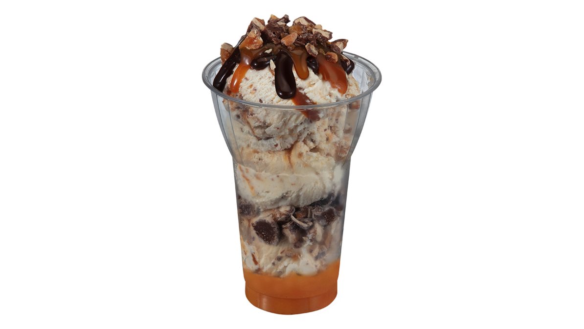 Order Made with Snickers Layered Sundae food online from Baskin Robbins store, Anaheim on bringmethat.com