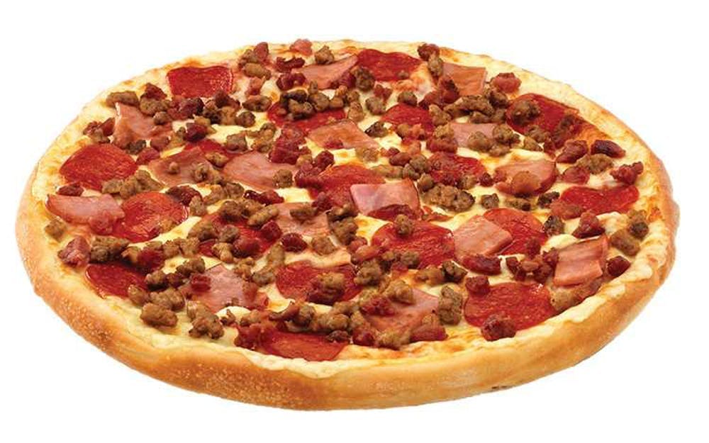 Order All Meat Pizza - Small 10'' (6 Slices) food online from Happy's Pizza store, Saginaw on bringmethat.com