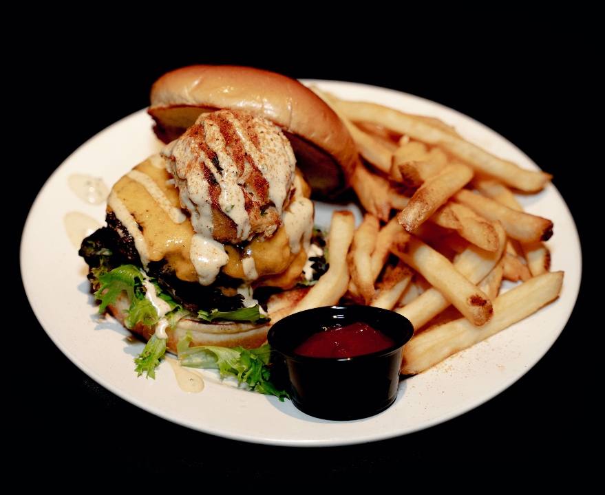 Order Chesapeake Burger food online from The Cove Tavern City Center store, Newport News on bringmethat.com