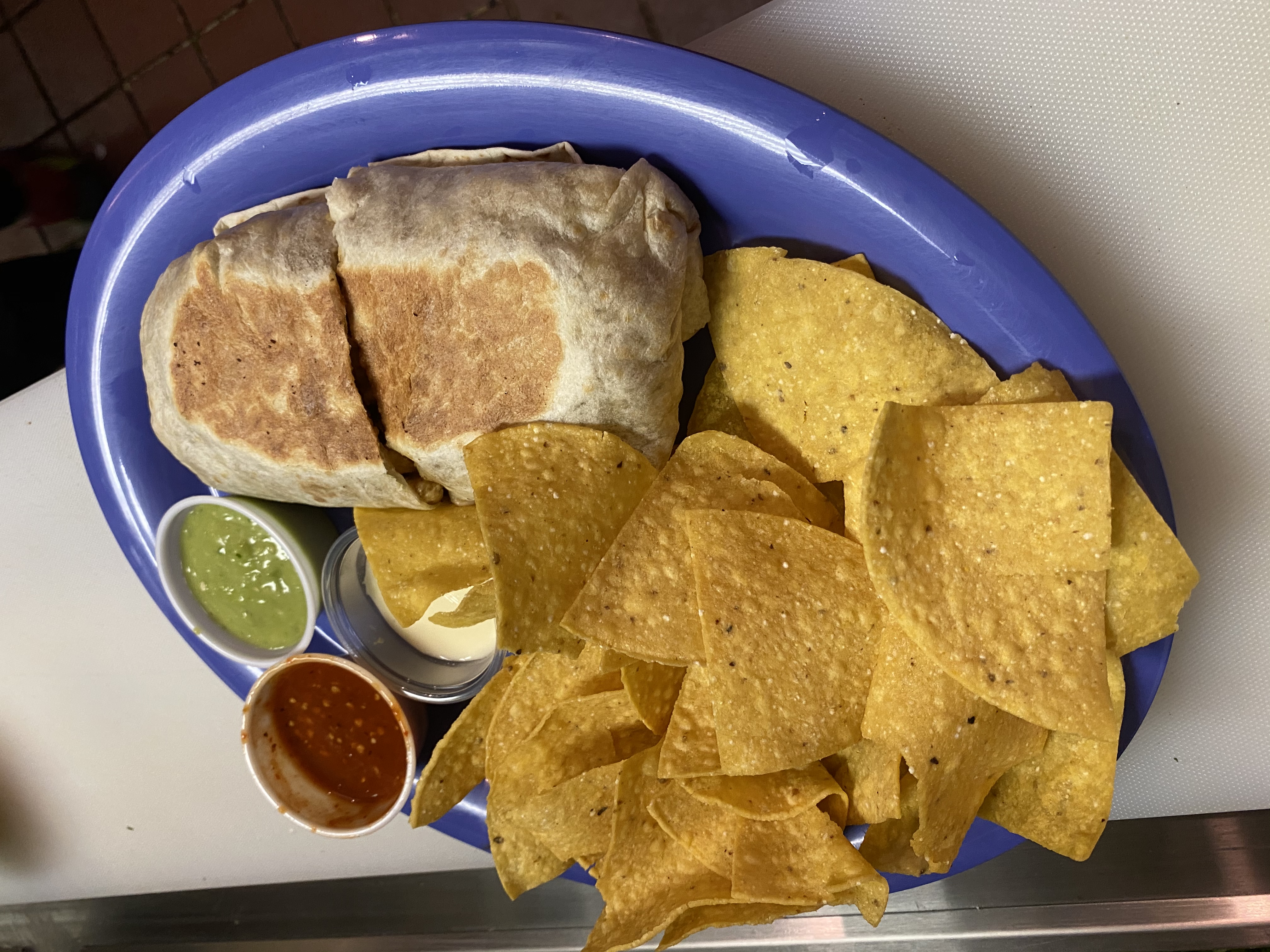 Order 1 Burrito with Chips food online from Taqueria La Moreliana store, Conyers on bringmethat.com