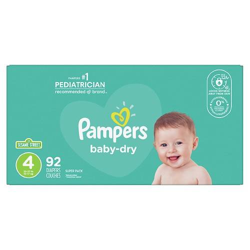 Order Pampers Baby Dry Extra Protection Diapers Super Pack Size 4 - 92.0 ea food online from Walgreens store, Muncie on bringmethat.com
