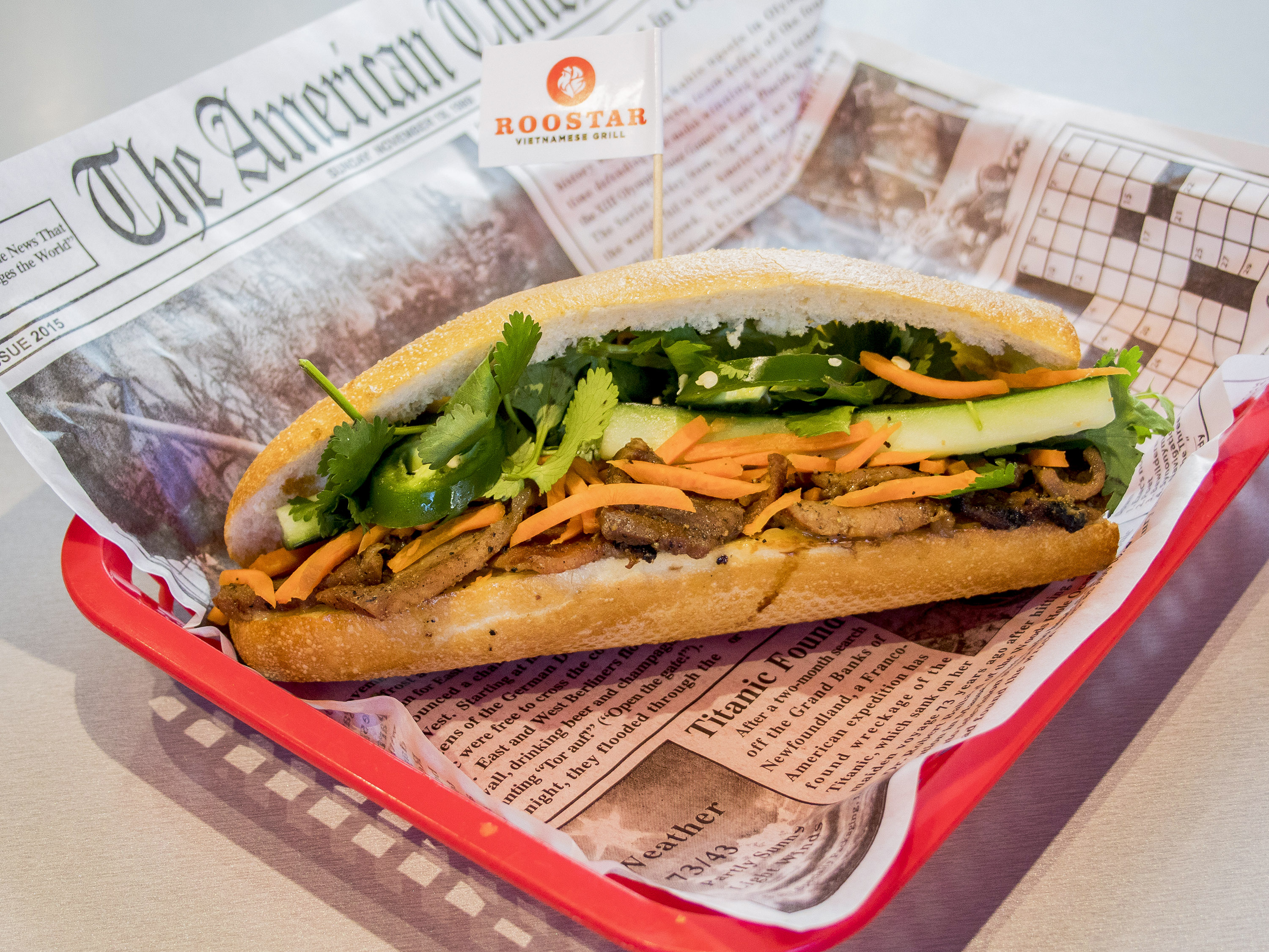 Order Sous Vide Pork Belly Banh Mi food online from Roostar Vietnamese Grill store, Houston on bringmethat.com