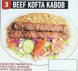 Order #3 Beef Kofta Kabob food online from Jersey Kabob Platter & Pizza store, Monroe Township on bringmethat.com
