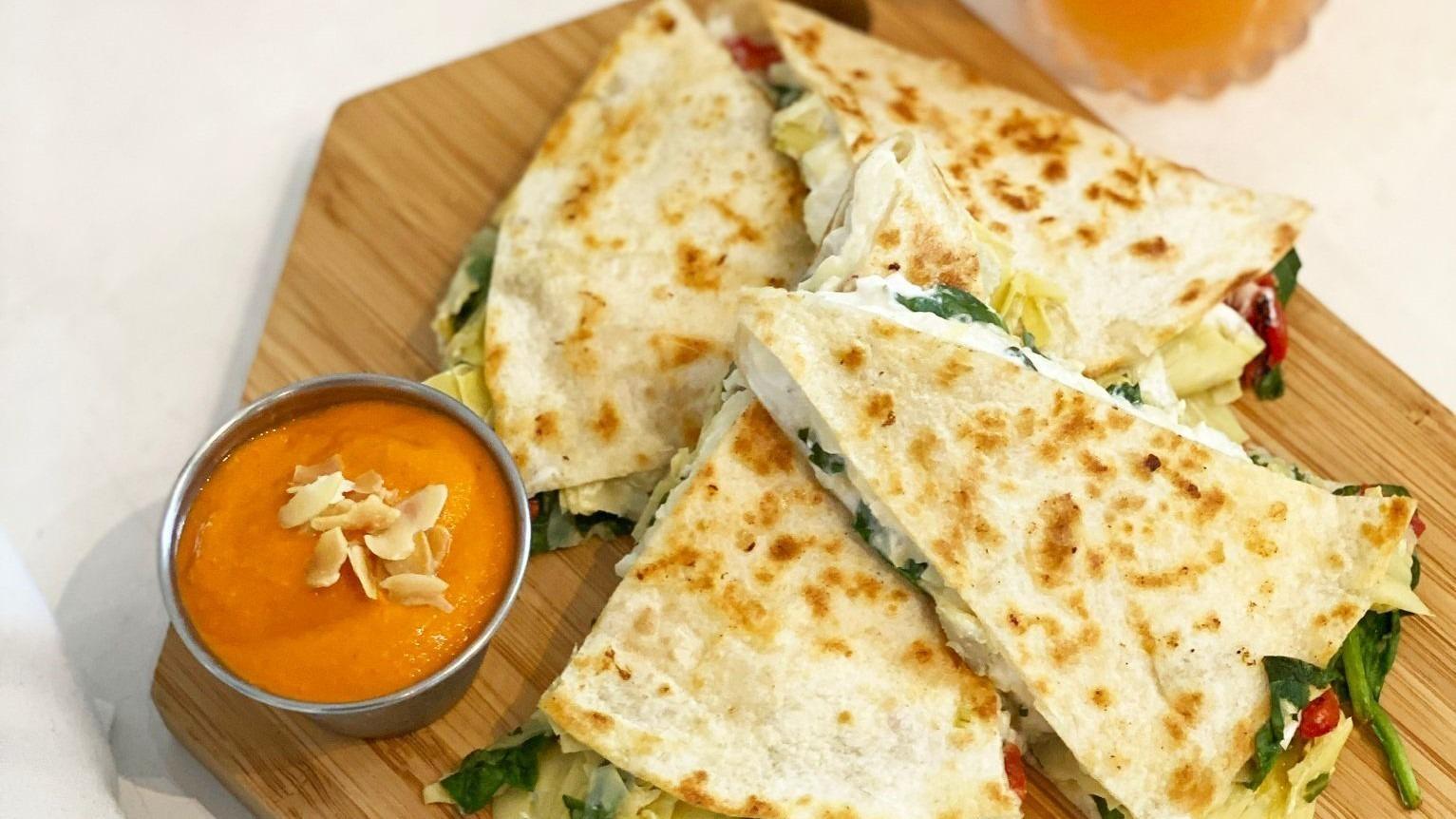 Order Artichoke Heart Quesadilla food online from The Butcher's Daughter store, New York on bringmethat.com
