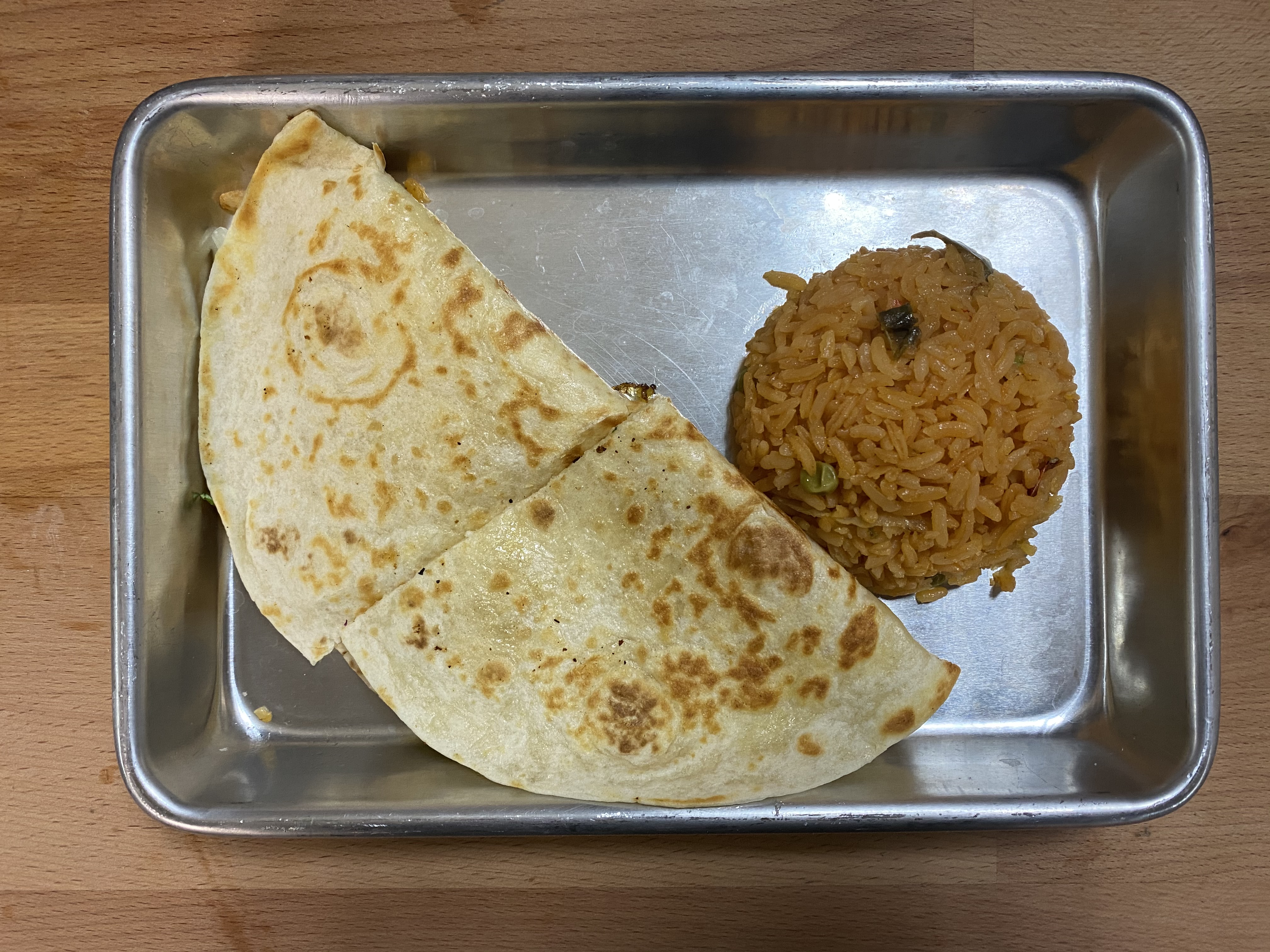Order Little Amigos Cheese Quesadilla and Rice food online from La Catrina Cocina Mexicana store, Ormond Beach on bringmethat.com