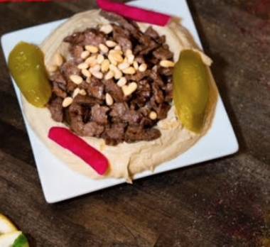Order Hummus with Meat food online from Dvine Mediterranean store, Corona on bringmethat.com