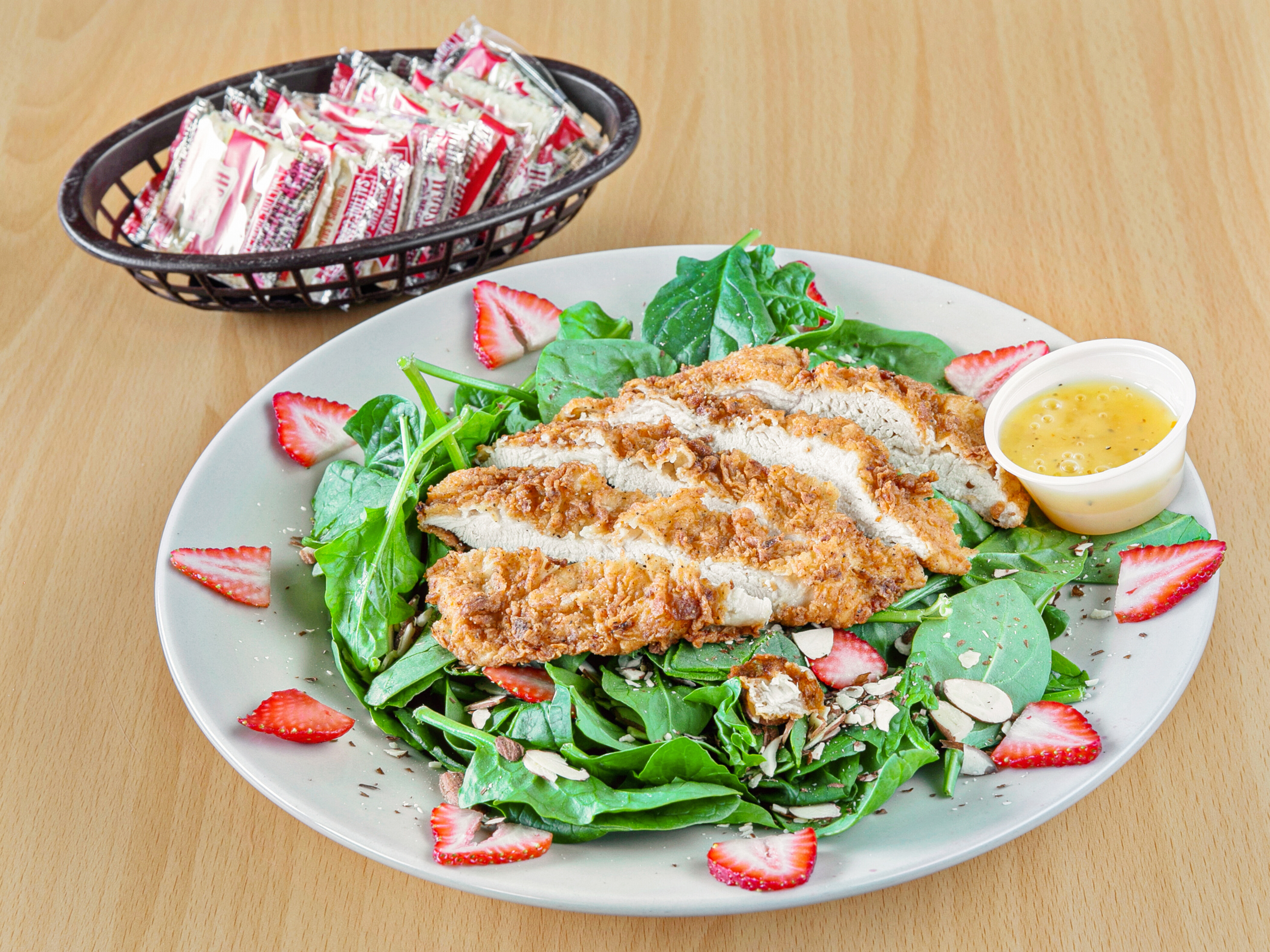Order Spinach Salad with Grilled Chicken Breast food online from Pj Cafe store, Irving on bringmethat.com
