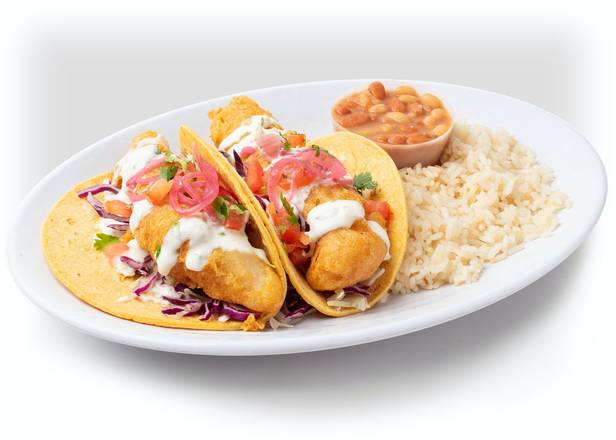 Order BATTERED FISH TACO COMBO food online from California Fish Grill store, Las Vegas on bringmethat.com
