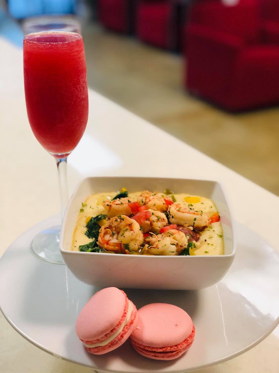 Order Shrimp & Grits + 2 Macarons or Cookie  food online from Crave Bakery And Bar store, Chesapeake on bringmethat.com