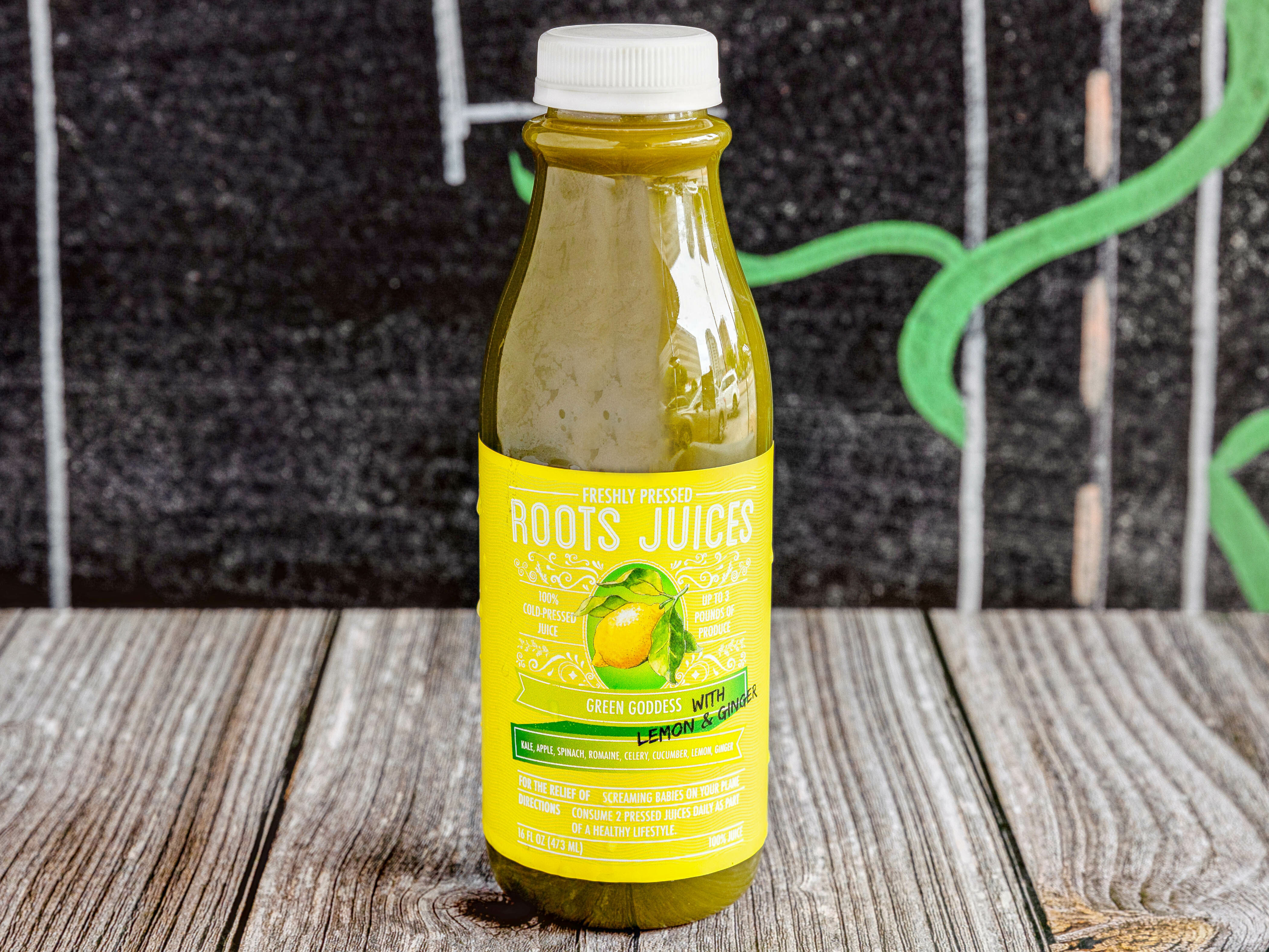 Order Green Goddess with Lemon and Ginger food online from Roots Juices store, Dallas on bringmethat.com
