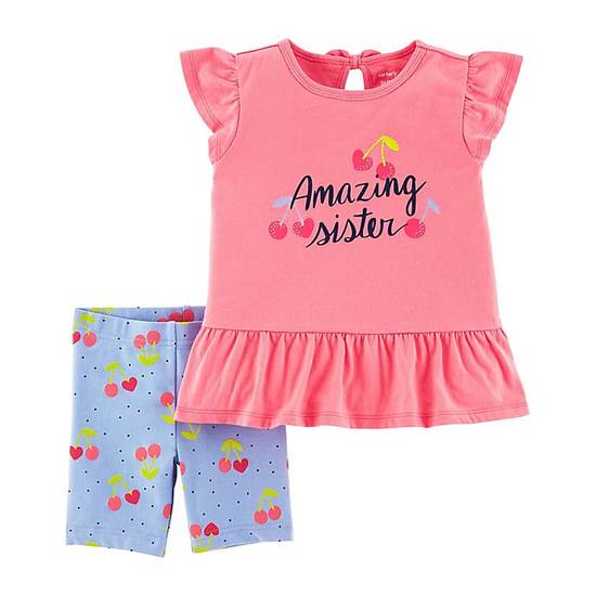Order carter's® Size 3M 2-Piece Amazing Sister Shirt and Bike Short Set in Red food online from Bed Bath & Beyond store, Lancaster on bringmethat.com