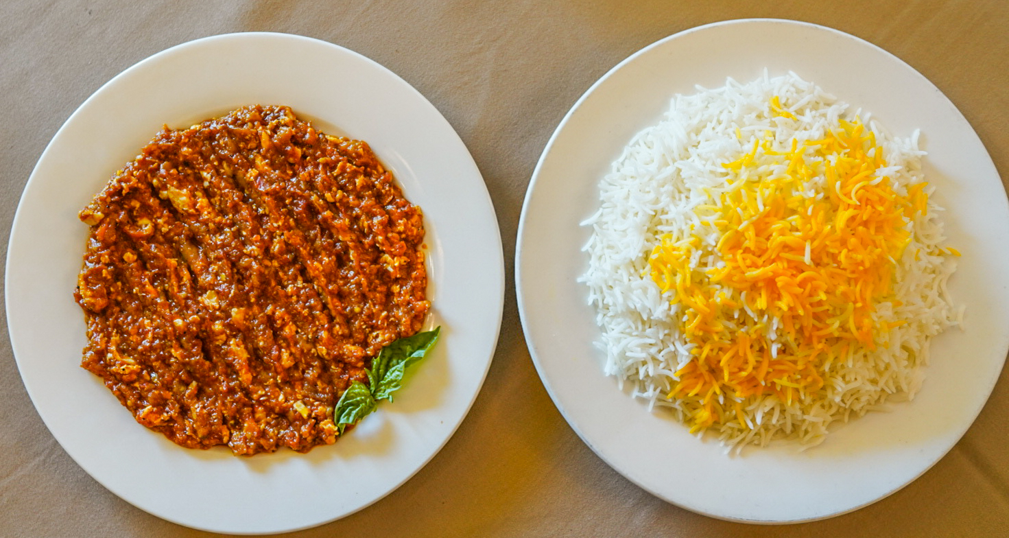 Order Mirza Ghasemi with Basmati Rice food online from Yas Restaurant store, San Jose on bringmethat.com