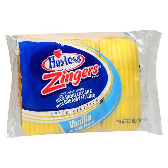 Order Hostess Zingers Iced Cakes With Creamy Filling Vanilla food online from Pepack Sunoco store, Peapack on bringmethat.com